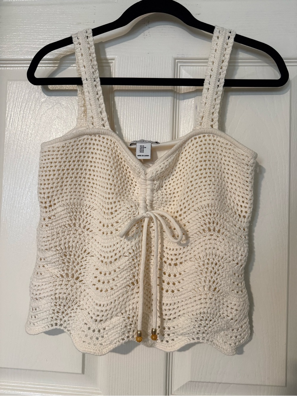 Rachel Zoe Cream Crochet Tie-Front Tank Top size MEDIUM - Picture 4 of 8